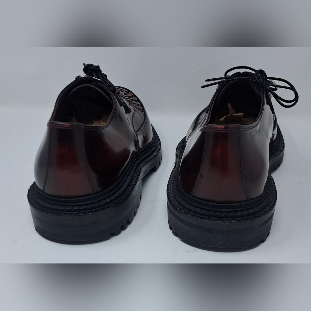 Burberry Mens Shoes Burgundy Leather Woven Lace Up Platform Creepers 11 US 44 EU - Picture 9 of 15